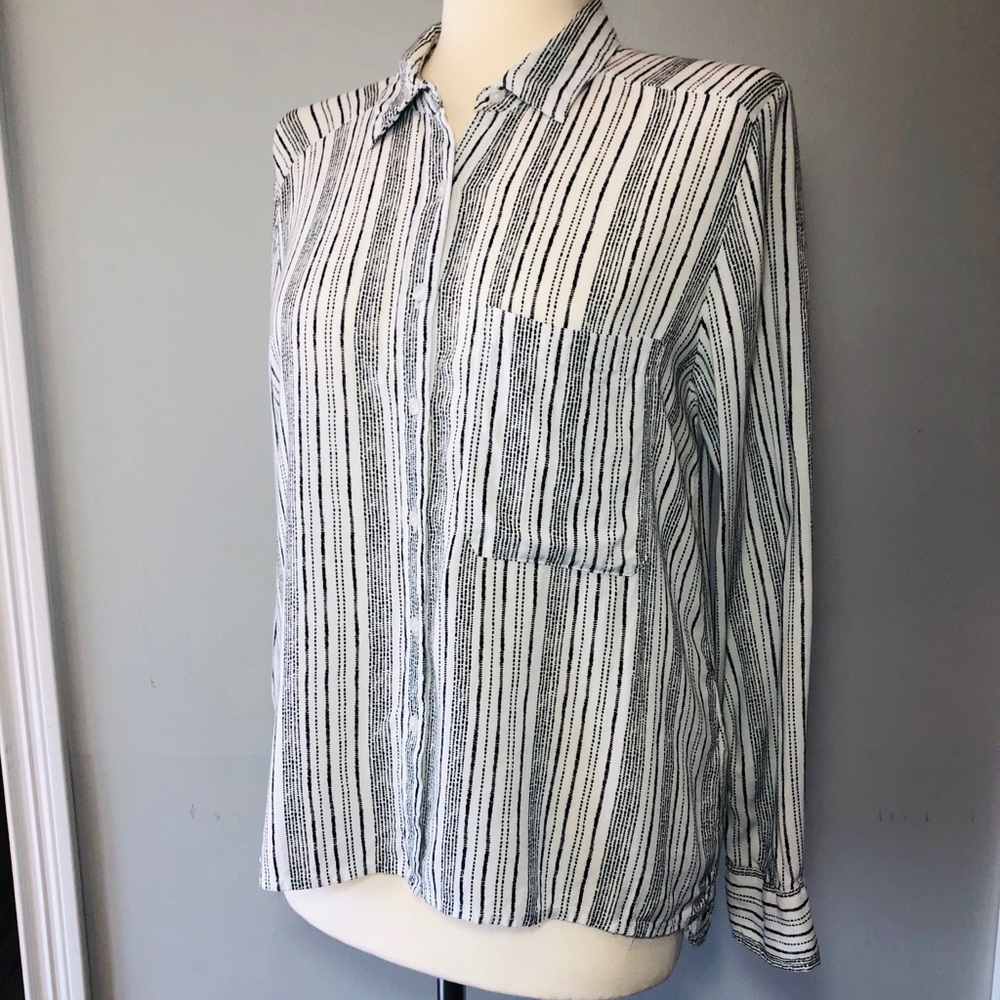 Girl Krazy Black and White Striped Blouse.